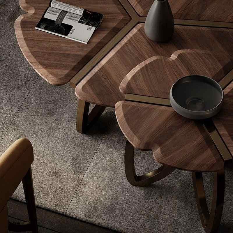 Middle ancient style high-end walnut round coffee table