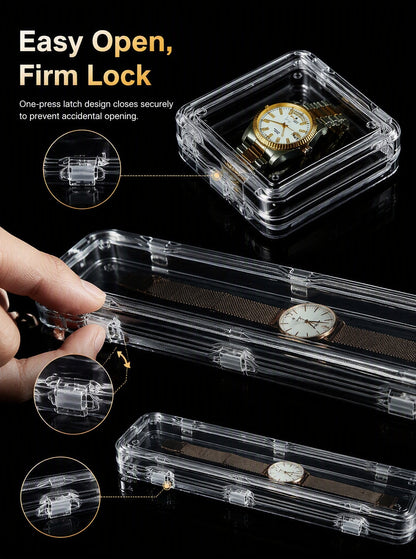 5pcs Clear PS Jewelry Display Box, Floating Gemstone Storage Case, Acrylic Packaging for Rings Earrings