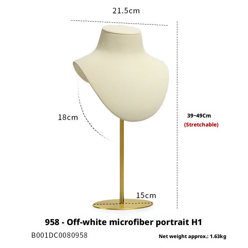 Beige Velvet Necklace Bust and Countertop Display Stands