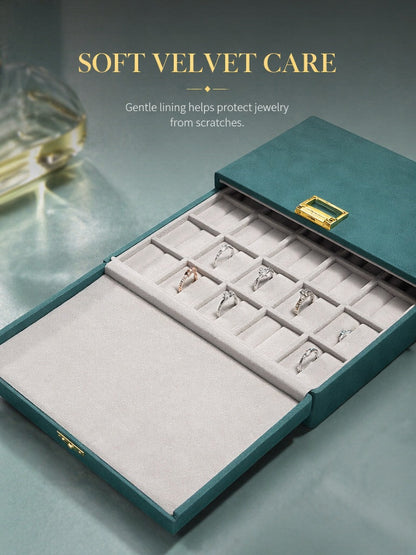 Handmade Double Door Jewelry Box, Large Capacity Organizer for Rings Necklaces, Gift