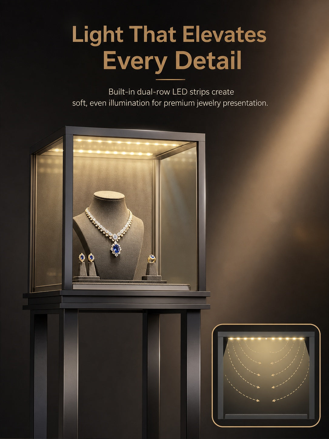 Minimalist Countertop Jewelry Display - Stainless Steel Showcase Stand for Boutiques Jewelry cabinet