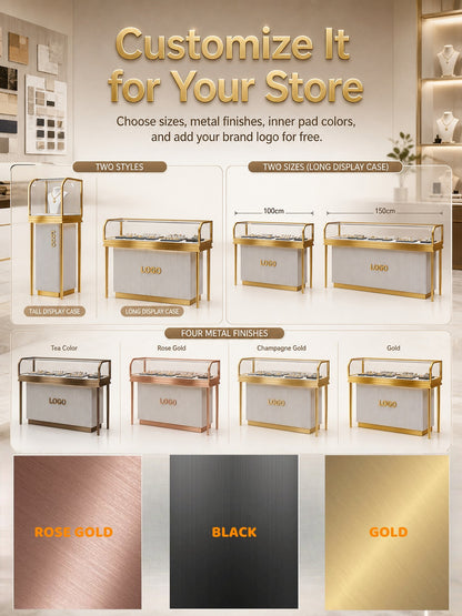Stainless Steel Electroplated Jewelry Display Stand - Countertop Showcase Rack for Retail Stores Jewelry cabinet