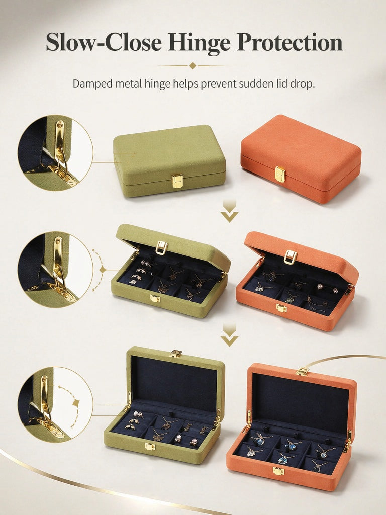 Jewelry Organizer Case, Velvet Gift Box for Rings Necklaces, Present for Her