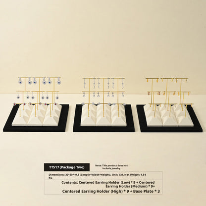 Beige Suede Jewelry Display Set with Pyramid Risers for Vendors