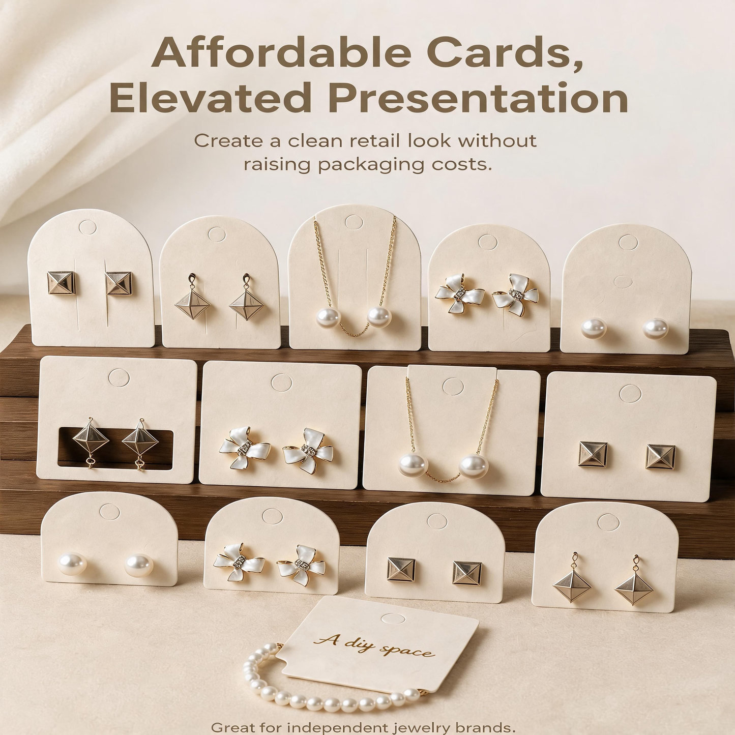 500pcs Eco Matte Jewelry Display Cards, Plant Fiber Paper, Custom Logo Packaging