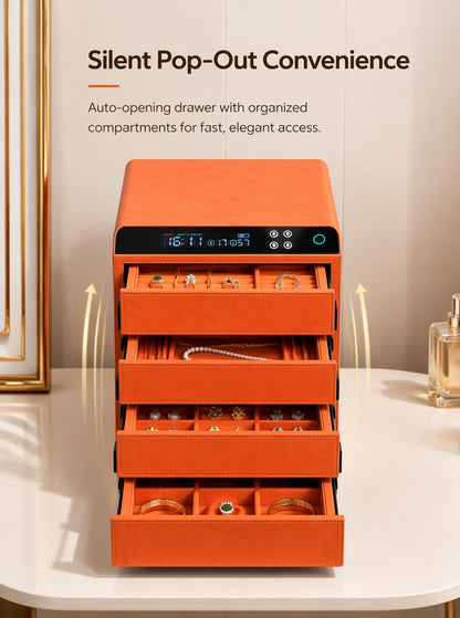 Smart Jewelry Safe Box, App Controlled Electronic Security Case, Multi-Drawer Lockable Storage, Remote Monitor