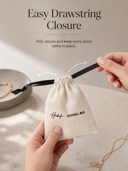 100PCS Custom Logo Cotton Jewelry Pouches, Personalized Drawstring Gift Bags