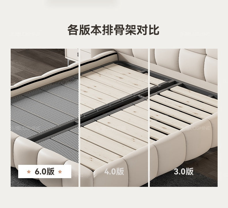 Leather bed Modern simple light luxury master bedroom double bed Tatami Italian minimalist Internet celebrity puff bed