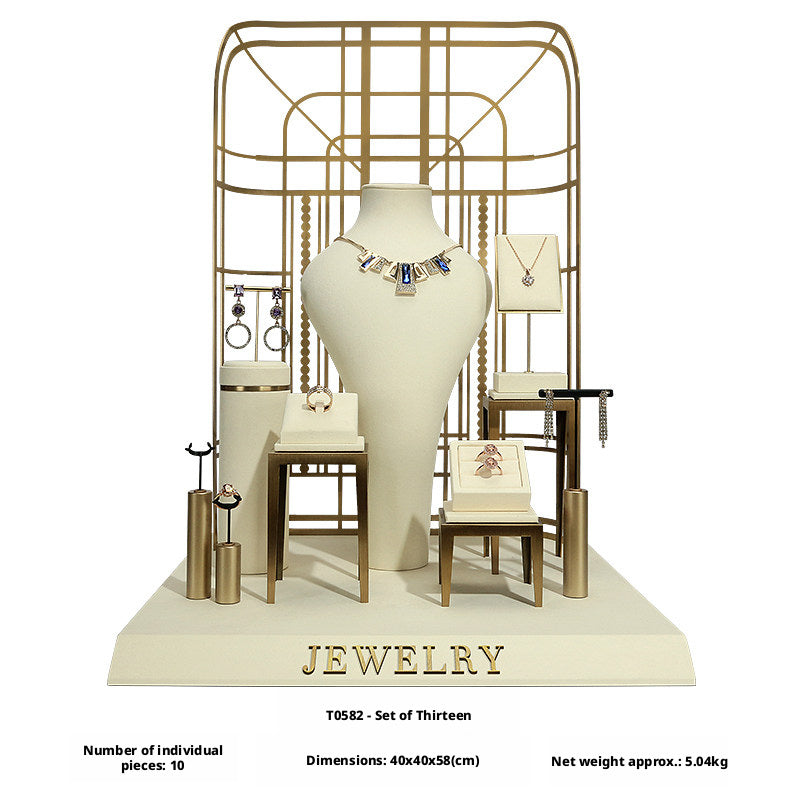 Modern Metal Suede Jewelry Organizer and Showcase Stand