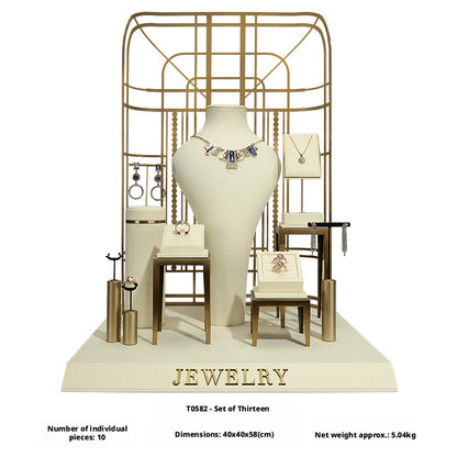 Modern Metal Suede Jewelry Organizer and Showcase Stand