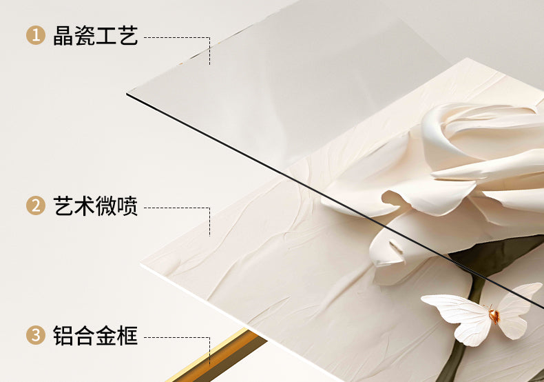 Flower cream style three-dimensional relief living room decoration painting simple high-level sense sofa background wall hanging painting triplet mural