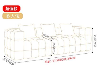 Creamy wind marshmallow sofa family living room small apartment Italian style is almost row fabric sofa modern simple