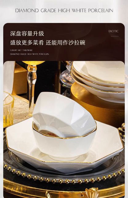 Dish set household light luxury Chinese ceramic tableware set Jingdezhen relocation bowl dish chopsticks combination
