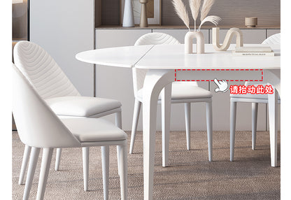 Cream wind light luxury rock table combination of modern simple retractable round folding home rectangular dining table and chair