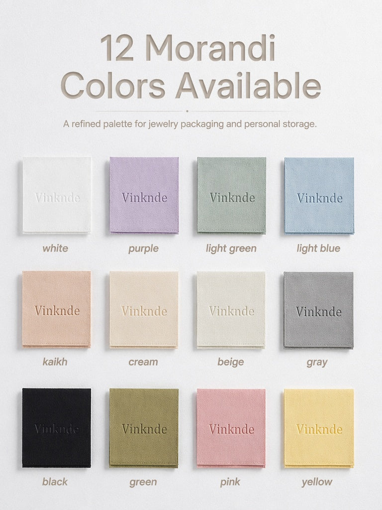 50PCS Soft Suede Drawstring Pouches with Custom Logo, Jewelry Storage Bags, Anti-Scratch Gift Packaging