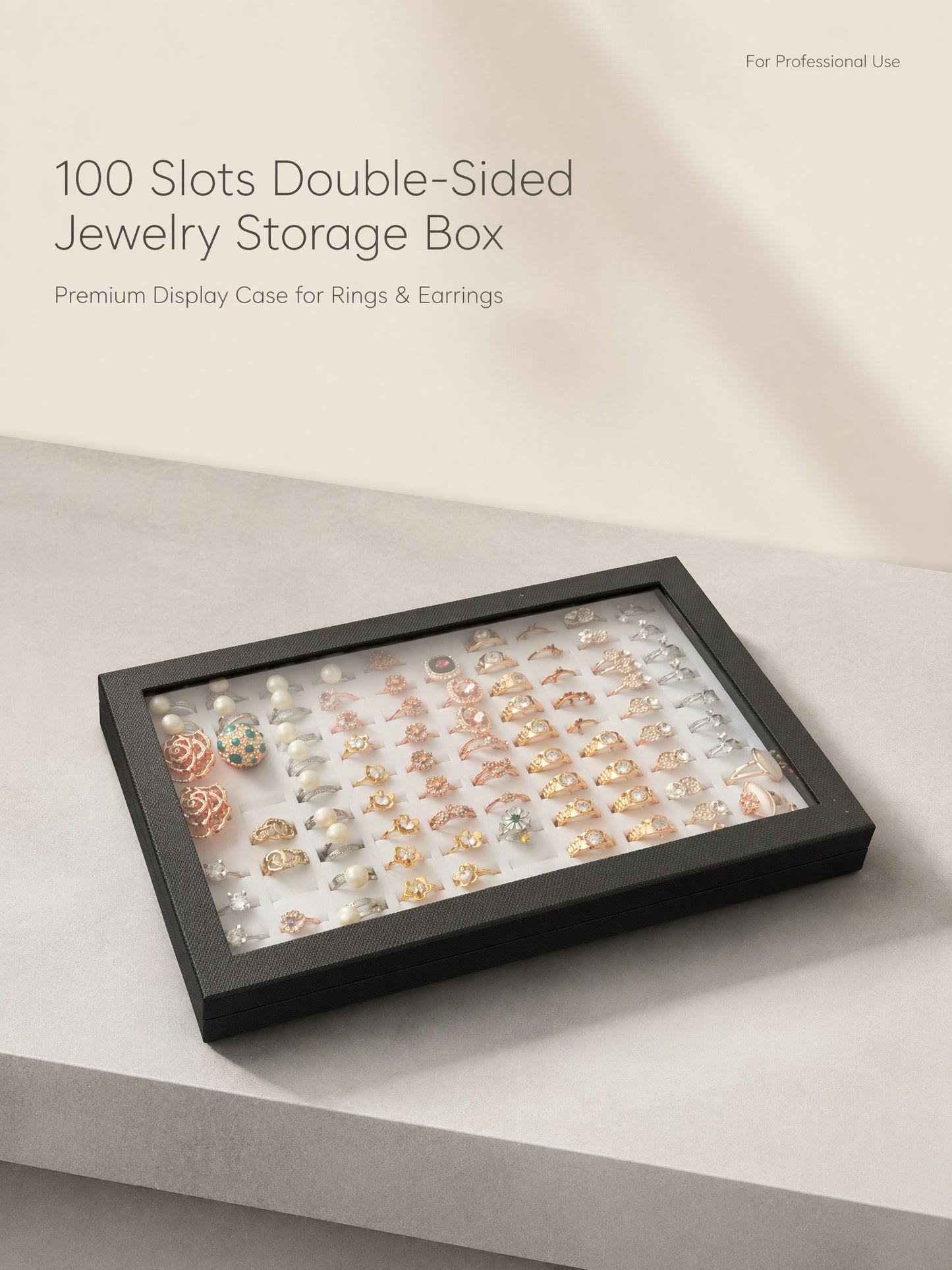 100 Ring Storage Box Paper Jewelry Organizer Display Case Bulk Container Holder