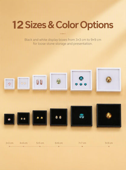 10pcs Gemstone Display Box with Clear Lid and Sponge for Loose Stones and Jewelry