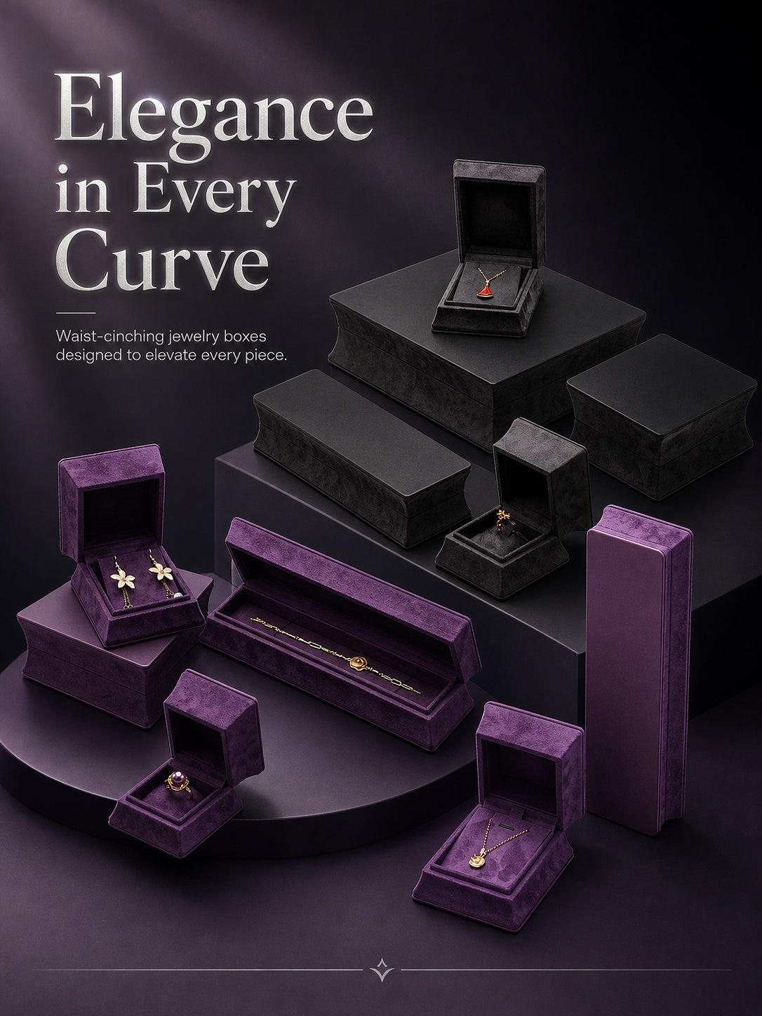5PCS Velvet Jewelry Box, Suede Gift Packaging Case for Rings Earrings Necklaces