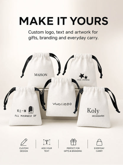 100PCS Custom Cotton Jewelry Pouches, Logo Drawstring Bags, Small Storage (Bulk Available)