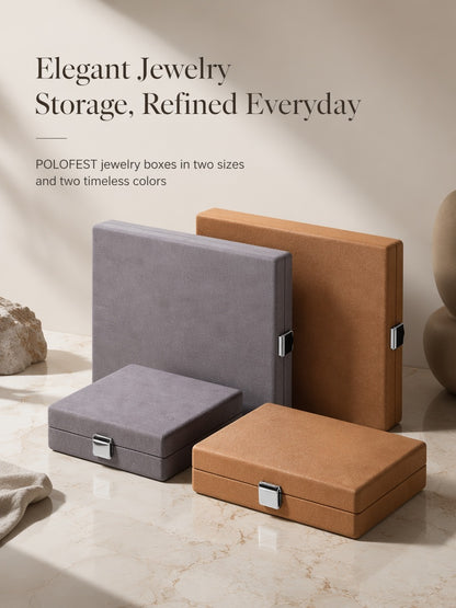 Suede Gemstone Ring Display Box with Lock, Loose Stone Organizer Case
