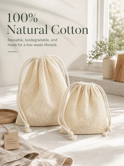 100PCS Cotton Mesh fabric Bags for Jewelry, Personalized Gift Pouch Packaging, Natural Fabric Drawstring Organza