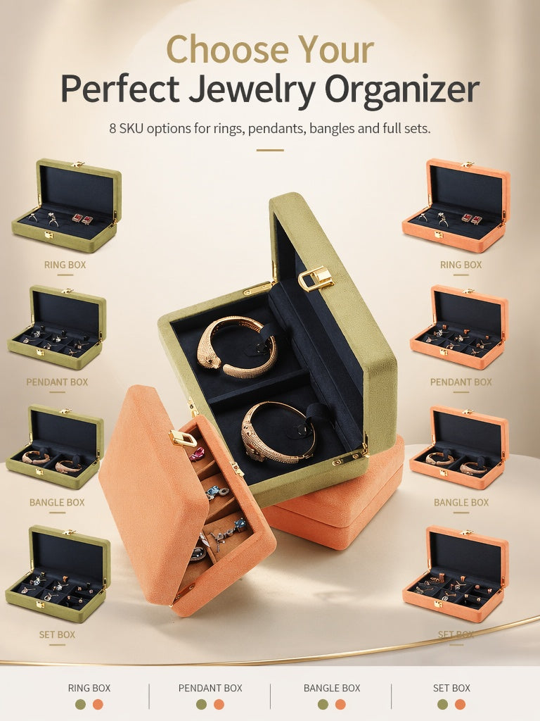 Jewelry Organizer Case, Velvet Gift Box for Rings Necklaces, Present for Her
