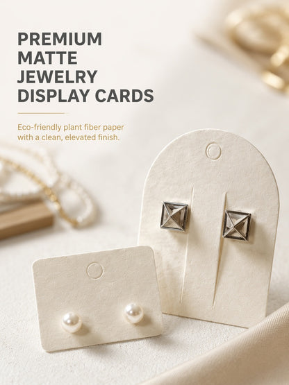 500pcs Eco Matte Jewelry Display Cards, Plant Fiber Paper, Custom Logo Packaging