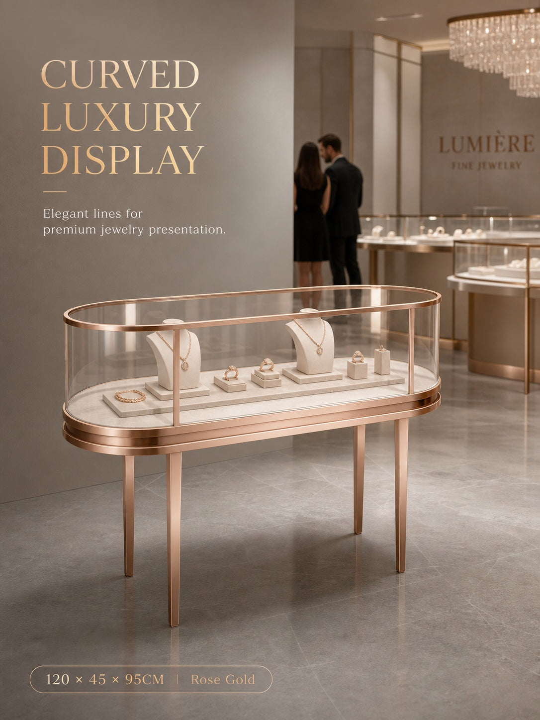 Heavy Duty Stainless Steel Jewelry Showcase - Rustproof Counter Display Stand for Shops Jewelry cabinet