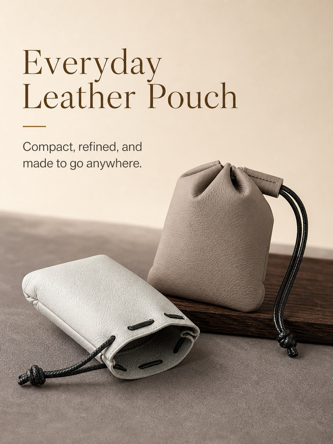 10pcs Top-Grain Leather Jewelry Pouch, Genuine Cowhide Drawstring Bag, Soft Anti-Scratch Storage, Gift Packaging