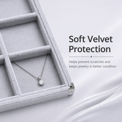 Velvet Jewelry Display Tray, Multi-Grid Storage Inserts for Rings, Gemstones, Craft Shows Retail Organizer