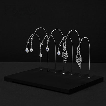 Black Metal Earring Display Stand with Curved Arms for Vendors