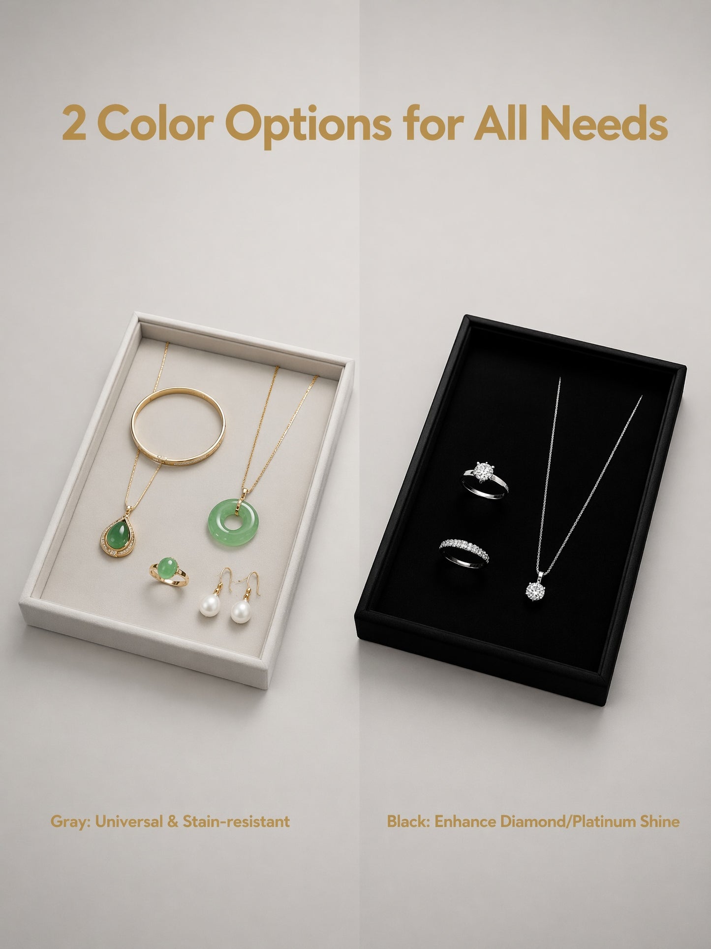Velvet Jewelry Display Tray for Necklaces, Ring Showcase Organizer, Countertop Holder