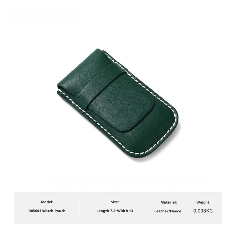 Slim Leather Watch Pouch, Travel Wristwatch Storage Holder, Business Accessory