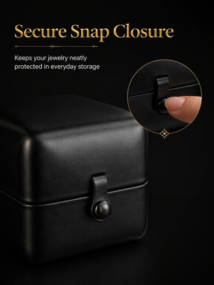 5PCS Black PU Leather Snap Jewelry Box, Faux Leather Ring Earring Bangle Pendant Case