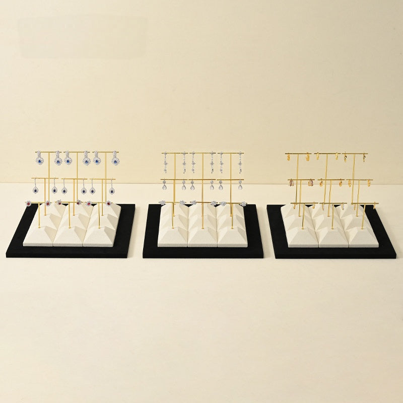 Beige Suede Jewelry Display Set with Pyramid Risers for Vendors