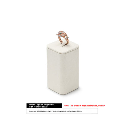 5PCS White Suede Jewelry Display Set, Necklace Bust, Earring T-Stand, Ring Organizer
