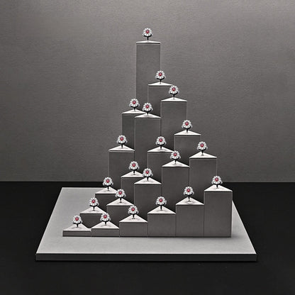 Gray Suede Ring Display Stand with Multi-Level Steps for Vendors