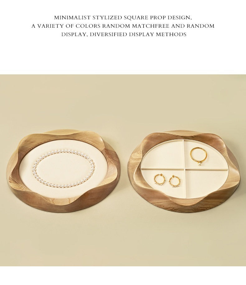 Wooden Jewelry Tray with Suede Lining for Necklace and Ring Display