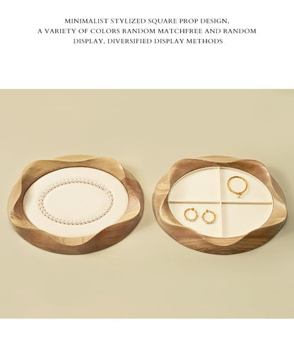 Wooden Jewelry Tray with Suede Lining for Necklace and Ring Display