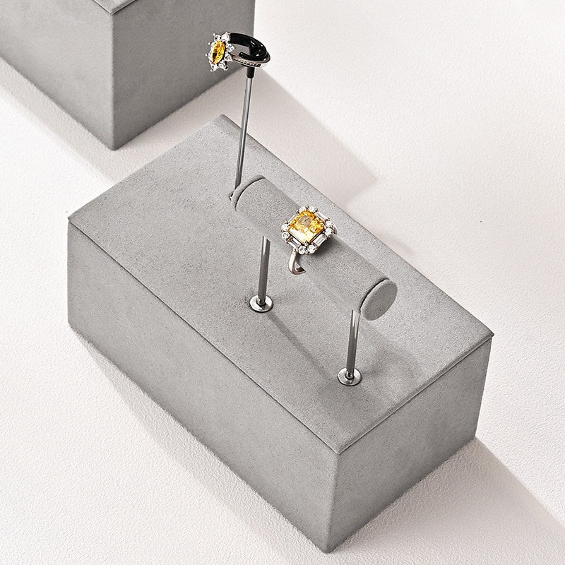 Gray Suede Jewelry Display Stand Set with Metal Arms for Vendors