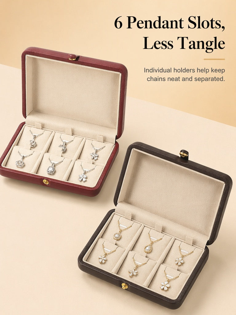 PU Leather Jewelry Box, Travel Ring Pendant Organizer, 8-Slot Snap Display Case Jewelry Supplies