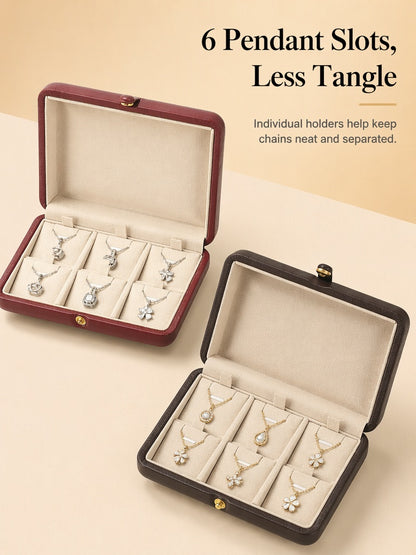 PU Leather Jewelry Box, Travel Ring Pendant Organizer, 8-Slot Snap Display Case Jewelry Supplies