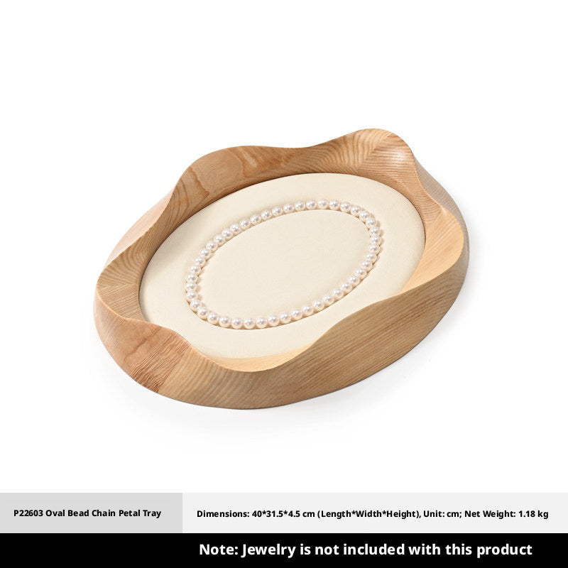 Wooden Jewelry Tray with Suede Lining for Necklace and Ring Display