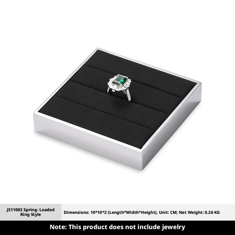 Silver Metal Jewelry Display Tray with Black Velvet for Rings and Necklaces