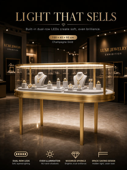Heavy Duty Stainless Steel Jewelry Showcase - Rustproof Counter Display Stand for Shops Jewelry cabinet