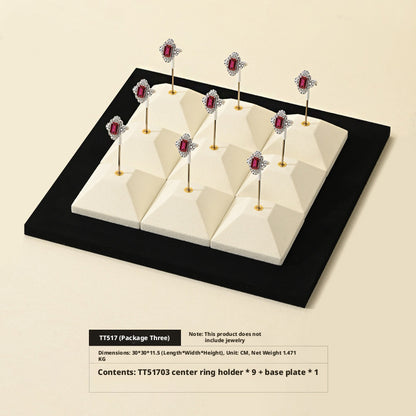 Beige Suede Jewelry Display Set with Pyramid Risers for Vendors