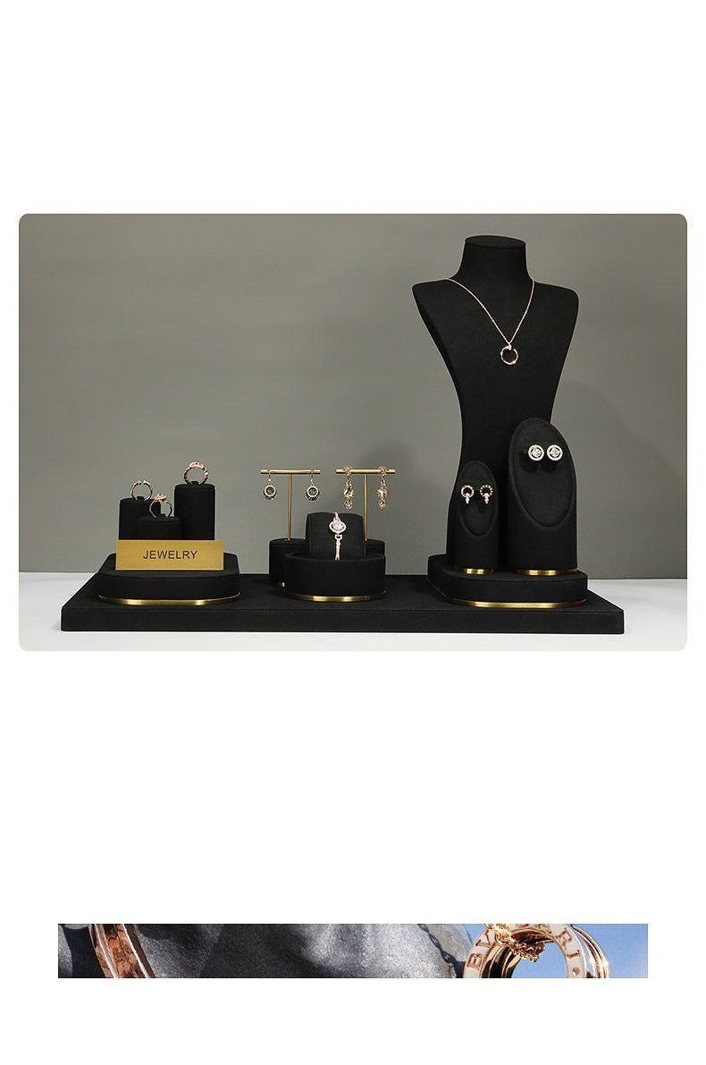 Metal Jewelry Display Stand - 2 Tier Iron Riser for Showcase