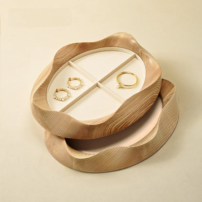 Wooden Jewelry Tray with Suede Lining for Necklace and Ring Display