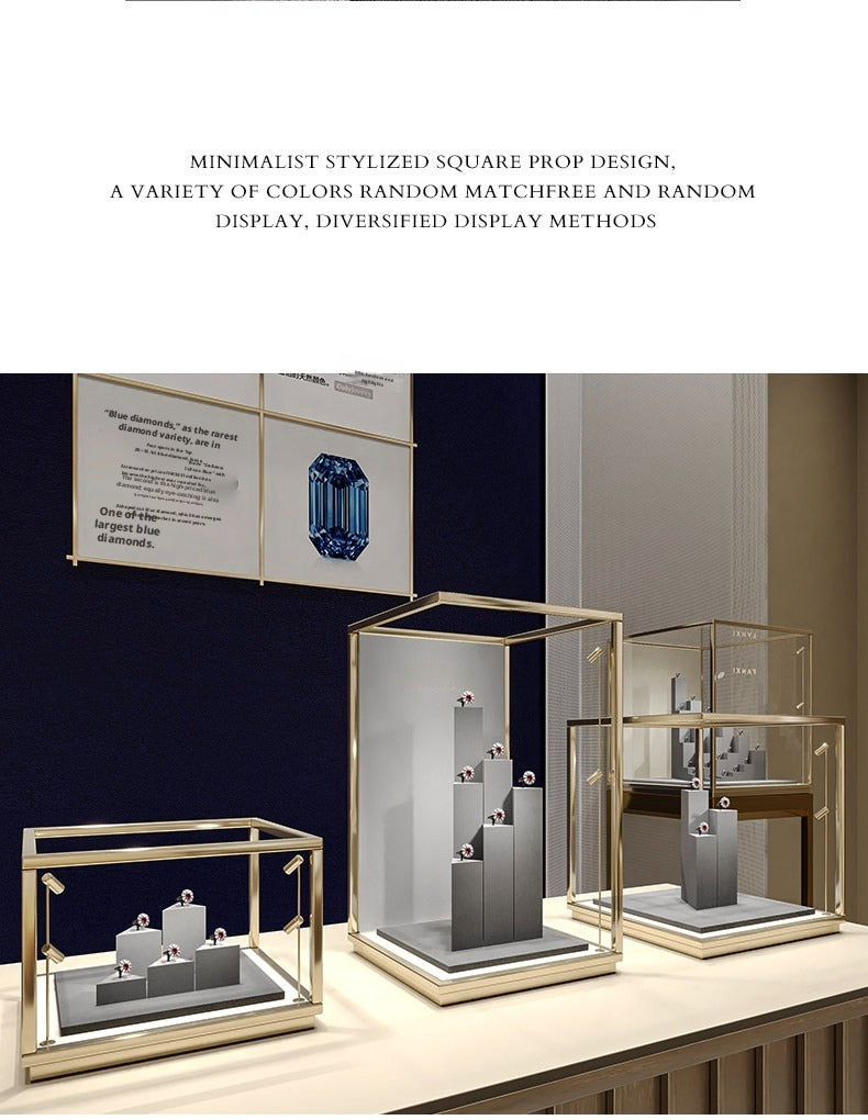 Gray Suede Ring Display Stand with Multi-Level Steps for Vendors
