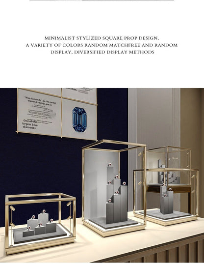 Gray Suede Ring Display Stand with Multi-Level Steps for Vendors